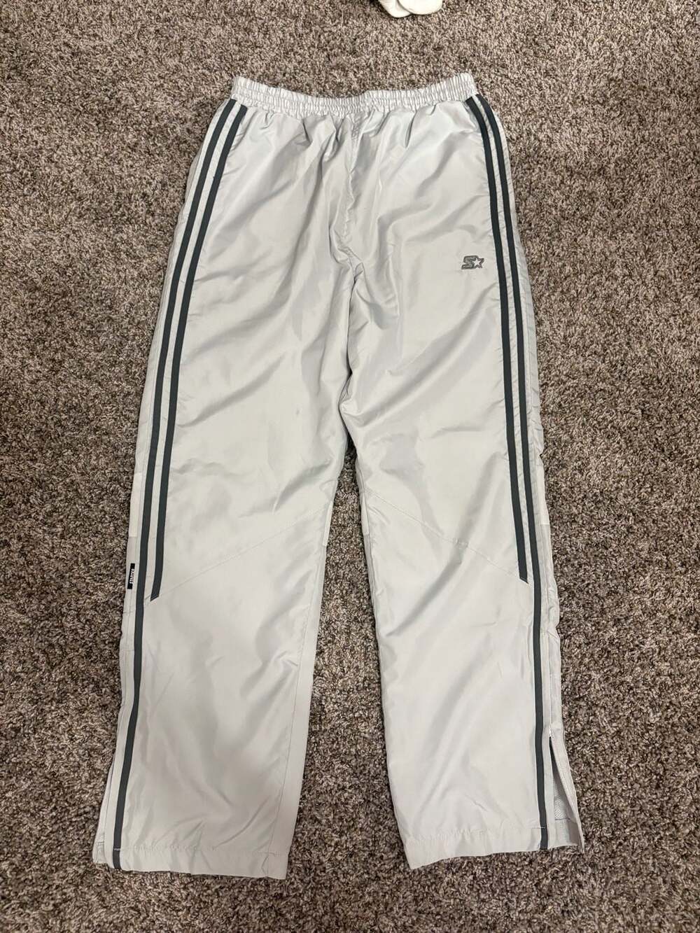 Starter Vintage Y2K Grey Side Stripe Nylon Track Pants